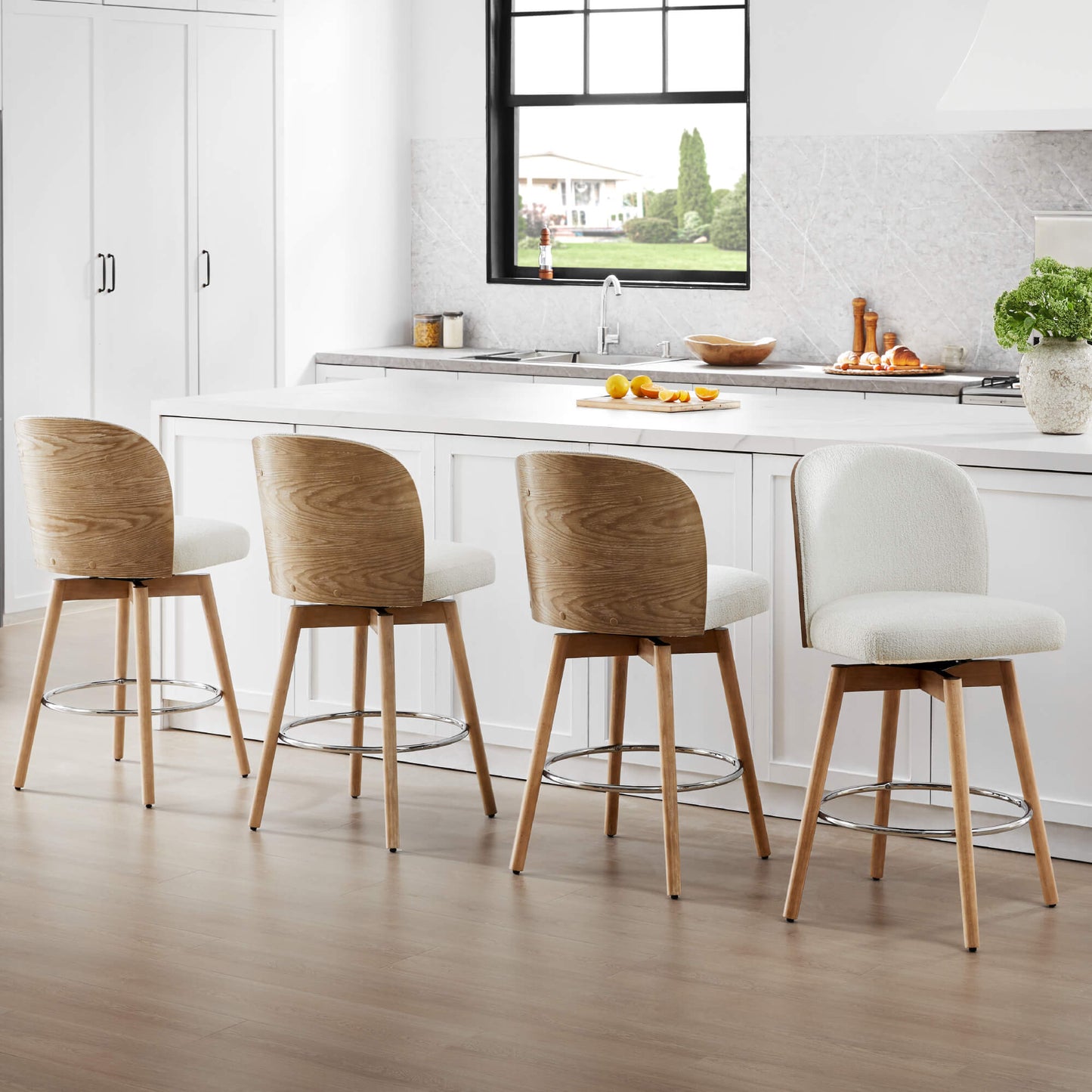 Gianna Swivel Counter Stool with Plush Upholstered Seat