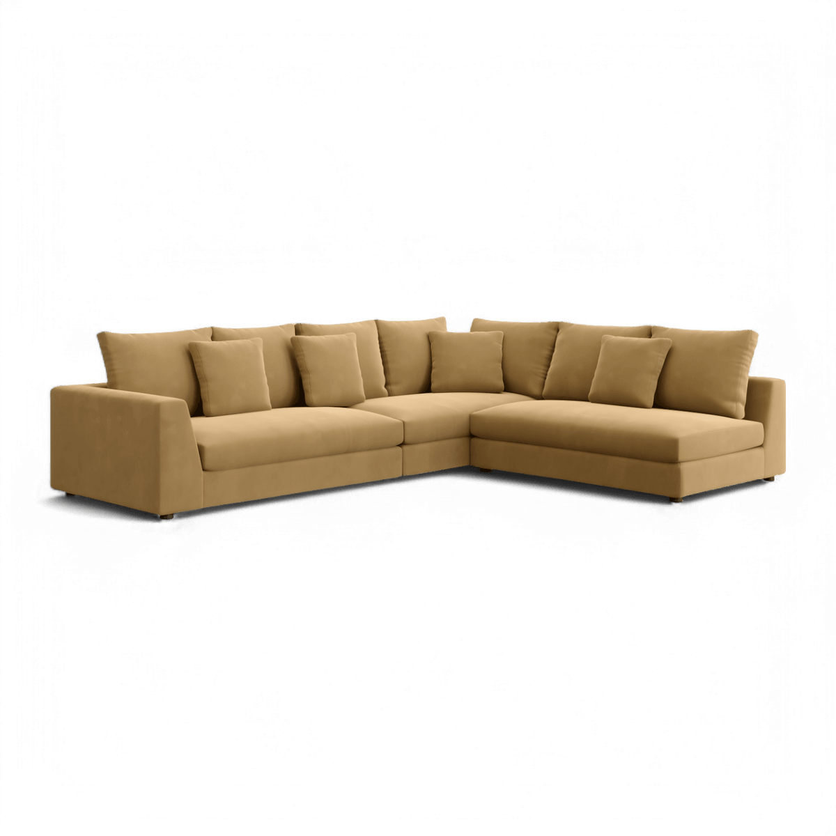 Sectional Sofa in Camel Velvet with Sleek Armrests