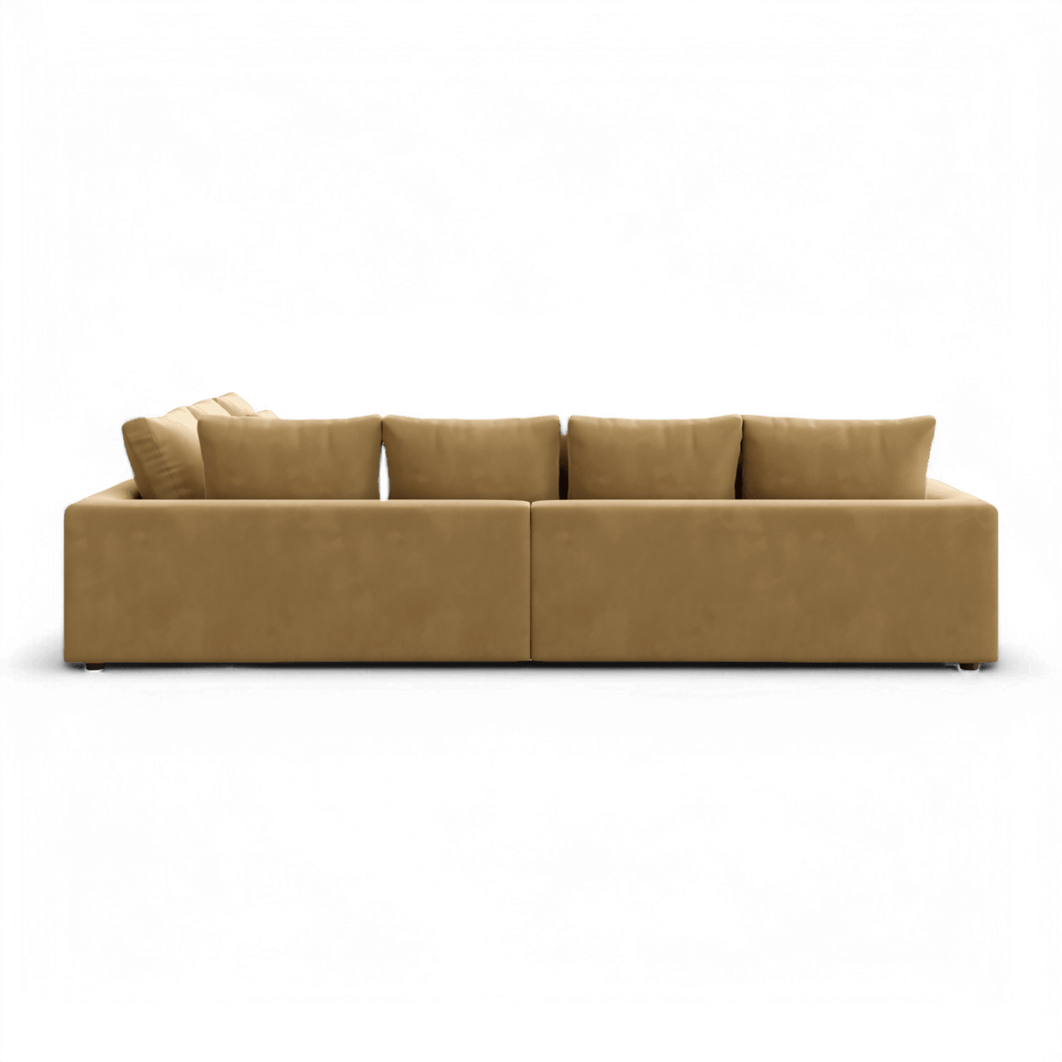 Sectional Sofa in Camel Velvet with Sleek Armrests