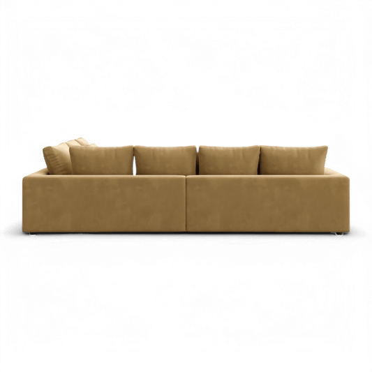 Sectional Sofa in Camel Velvet with Sleek Armrests