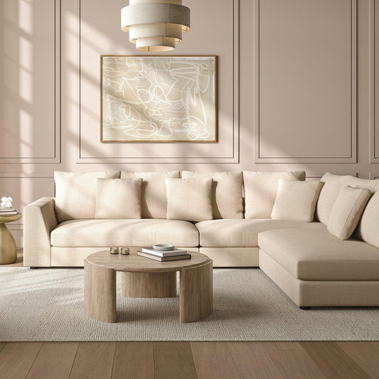 Sectional Sofa in Cream with Modern Design