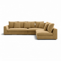 Sectional Sofa in Camel Velvet with Sleek Armrests