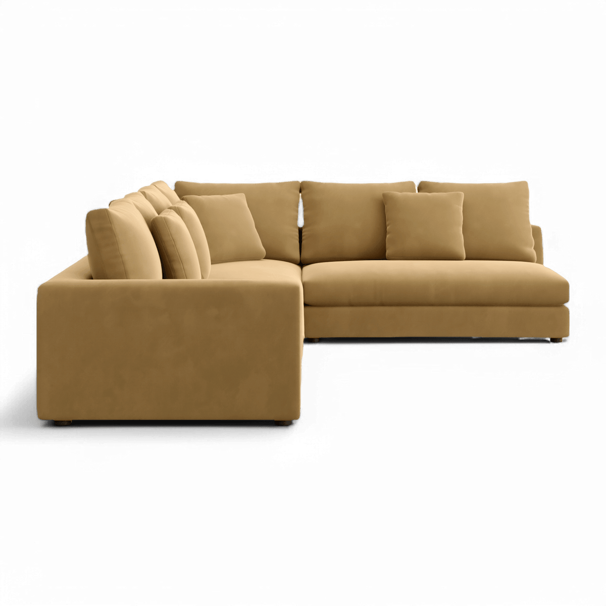 Sectional Sofa in Camel Velvet with Sleek Armrests