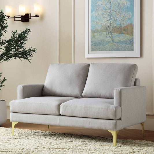 Grey Fabric 2-Seater Sofa with Clean Lines