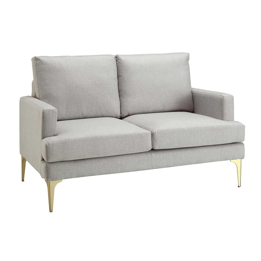 Grey Fabric 2-Seater Sofa with Clean Lines