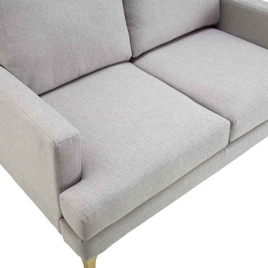 Grey Fabric 2-Seater Sofa with Clean Lines