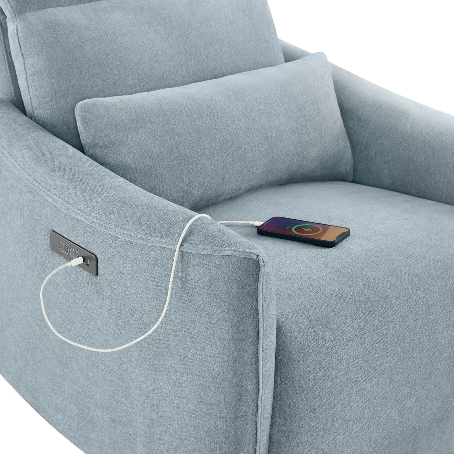 Swivel Nursery Glider Recliner with Power Headrest