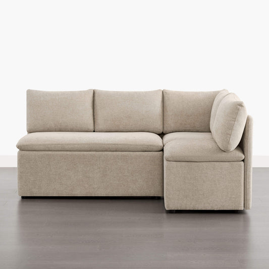 L-Shaped Minimalist Dining Banquette with Hidden Storage