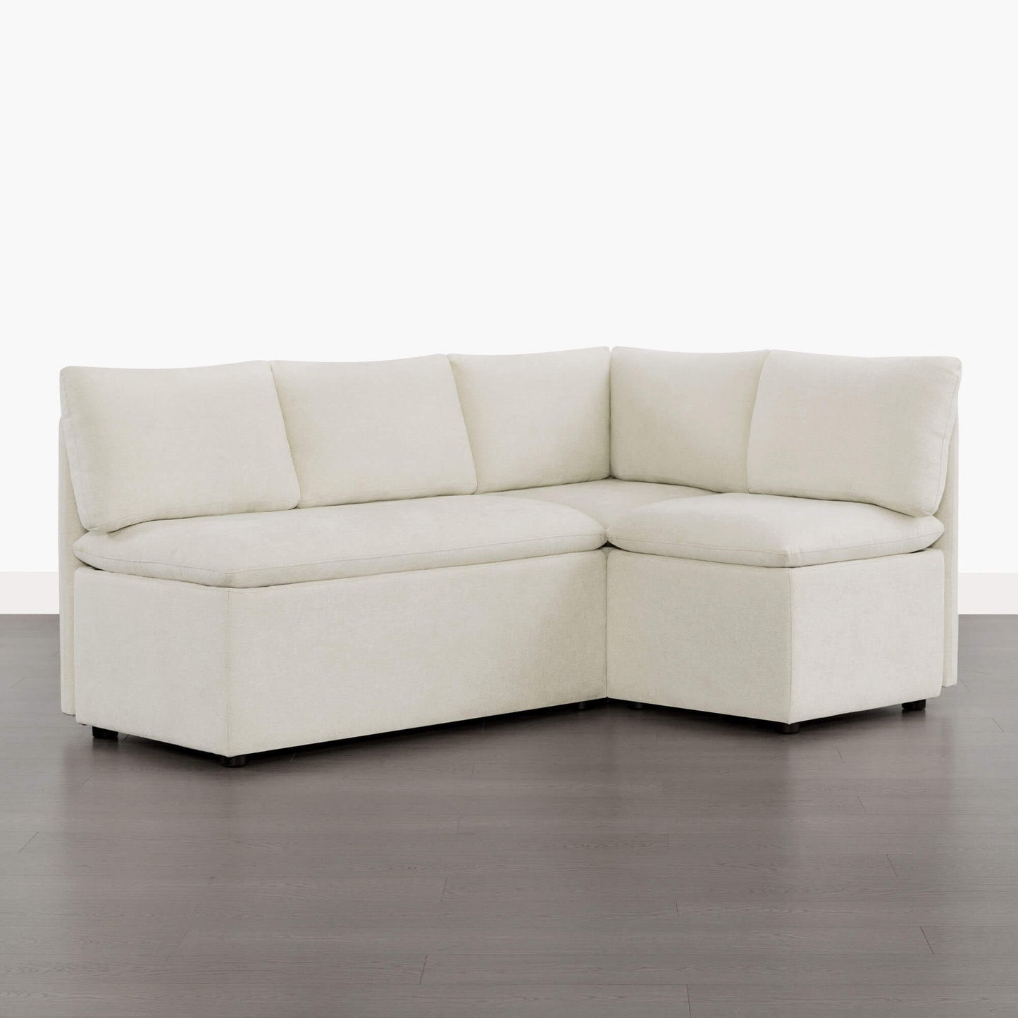 L-Shaped Minimalist Dining Banquette with Hidden Storage