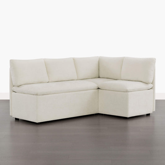 L-Shaped Minimalist Dining Banquette with Hidden Storage