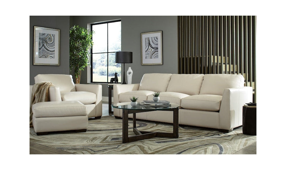 3-Seater Leather Sofa with Track Arm Design
