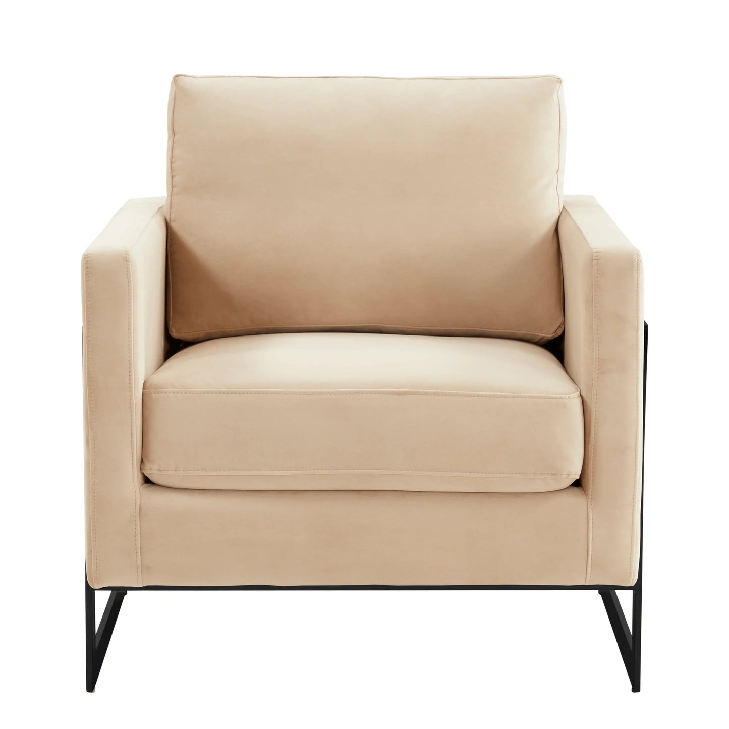 Upholstered Accent Armchair with Gold and Black Metal Frame