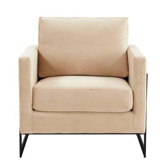 Upholstered Accent Armchair with Gold and Black Metal Frame