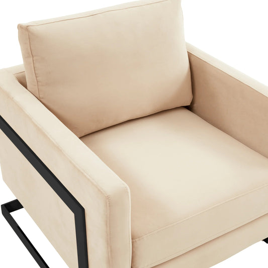 Upholstered Accent Armchair with Gold and Black Metal Frame