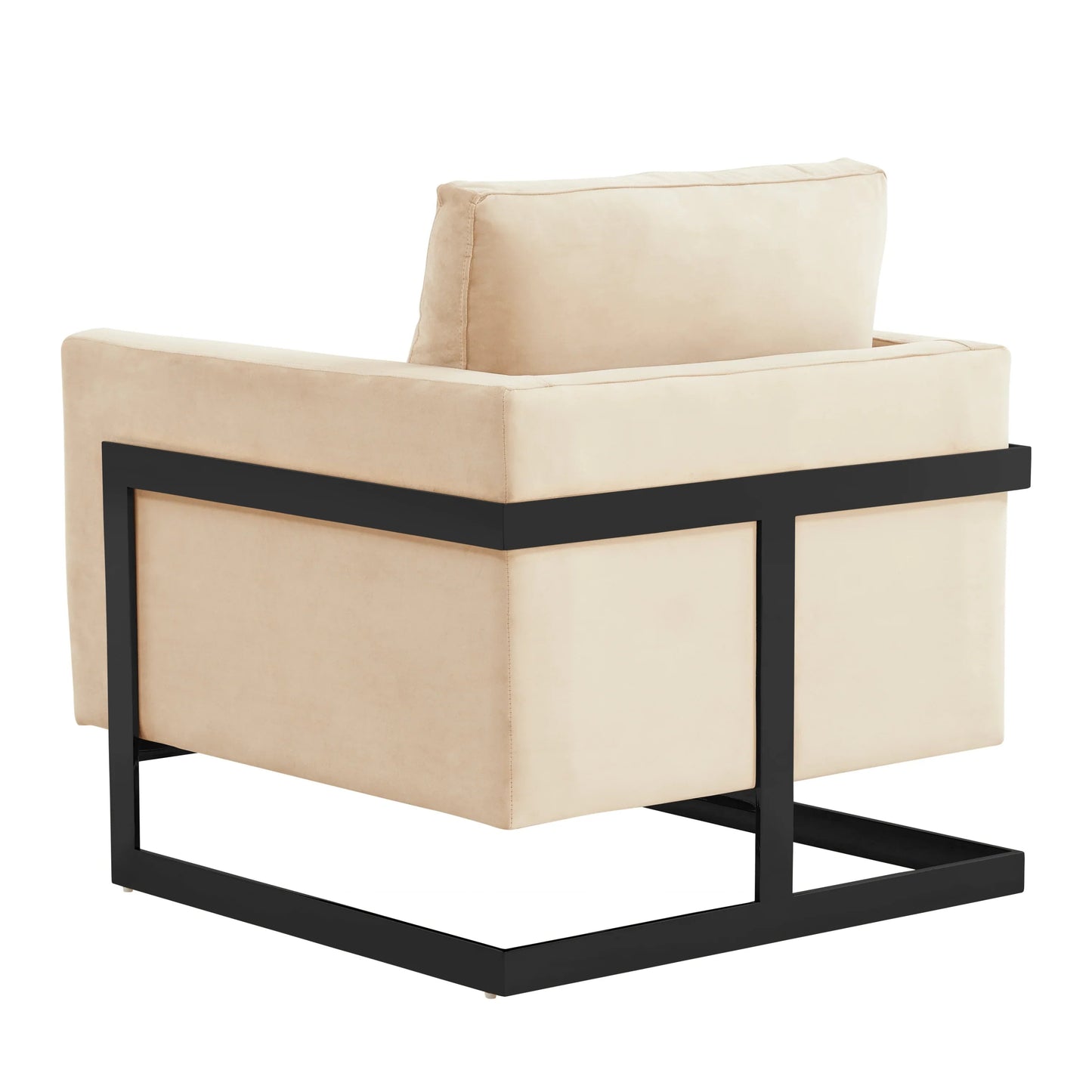 Upholstered Accent Armchair with Gold and Black Metal Frame