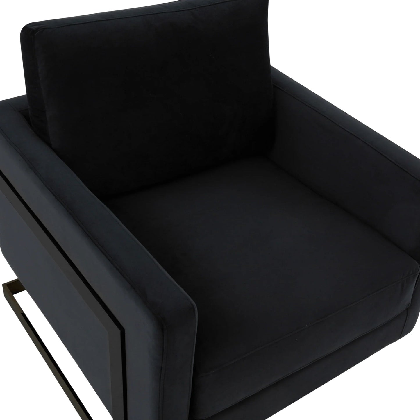 Upholstered Accent Armchair with Gold and Black Metal Frame