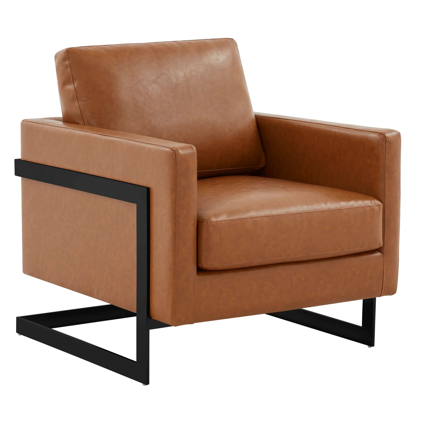 Upholstered Accent Armchair with Gold and Black Metal Frame