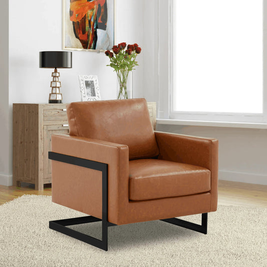 Upholstered Accent Armchair with Gold and Black Metal Frame