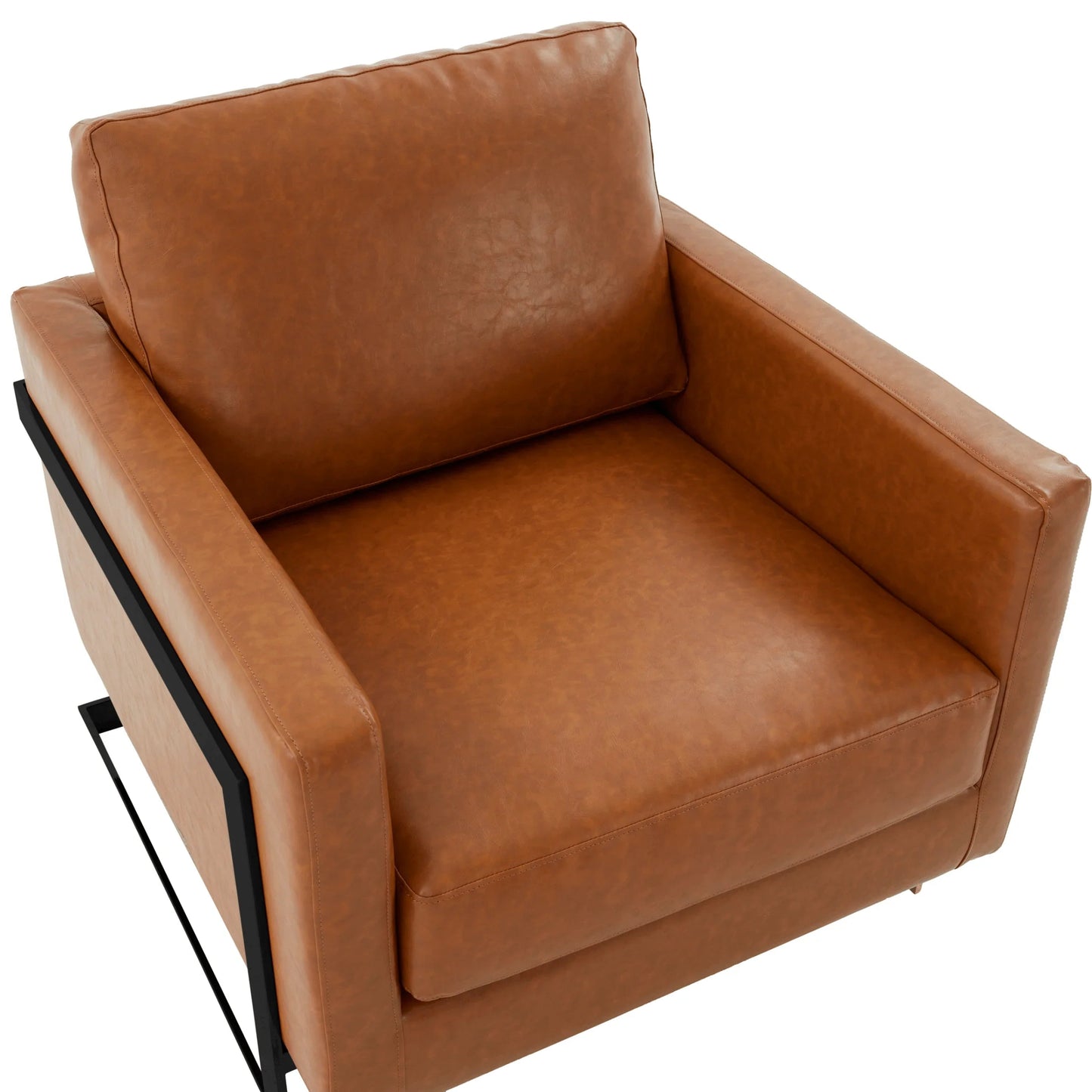 Upholstered Accent Armchair with Gold and Black Metal Frame