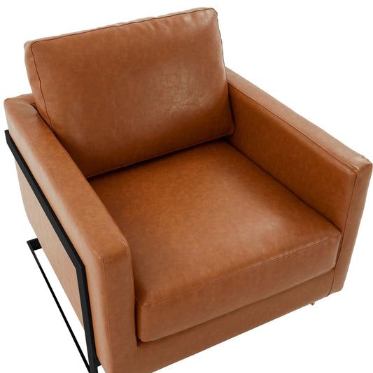 Upholstered Accent Armchair with Gold and Black Metal Frame