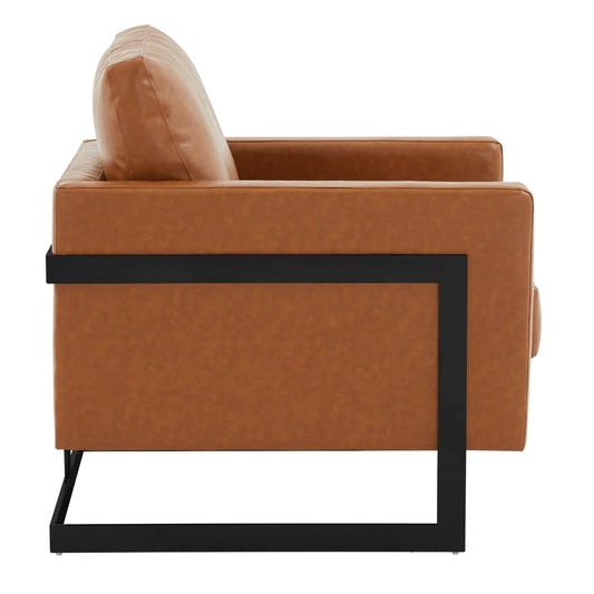 Upholstered Accent Armchair with Gold and Black Metal Frame
