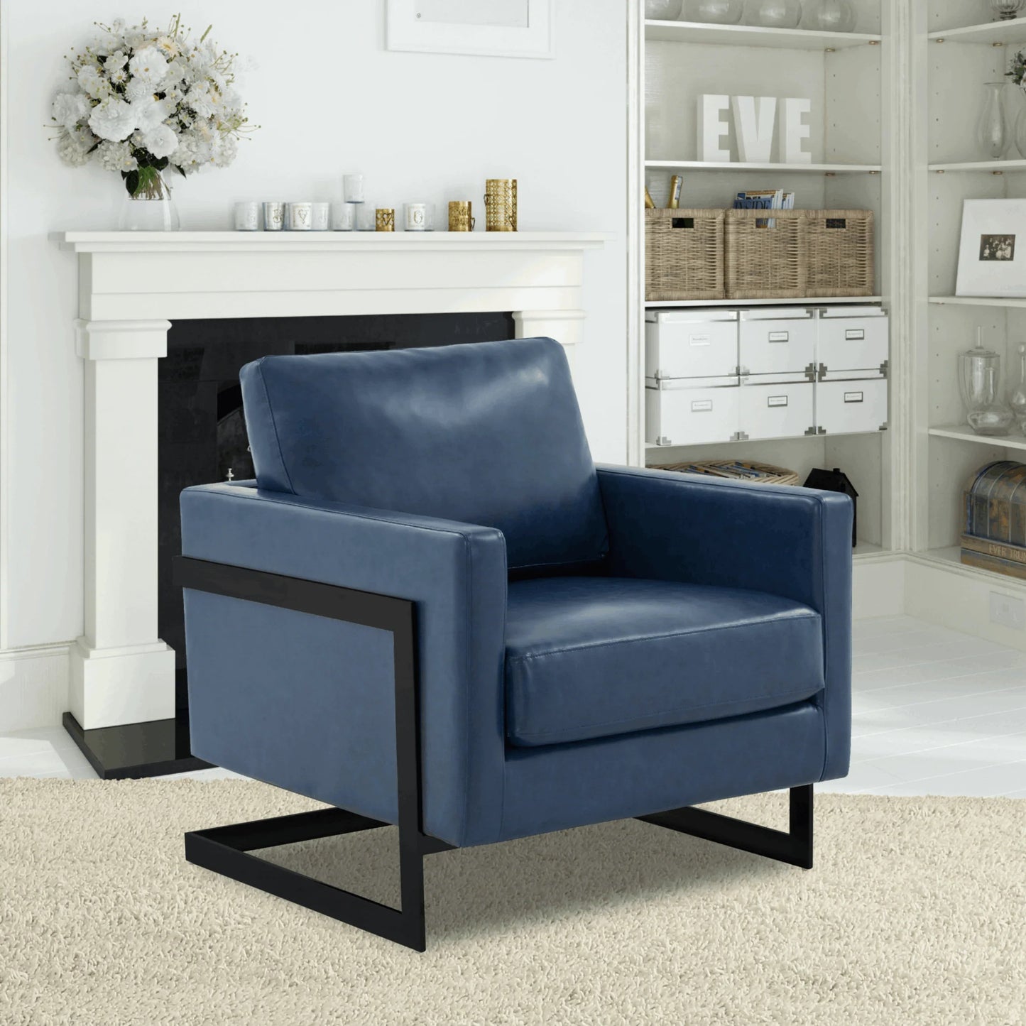 Upholstered Accent Armchair with Gold and Black Metal Frame