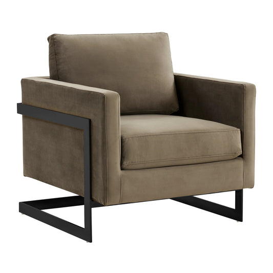 Upholstered Accent Armchair with Gold and Black Metal Frame
