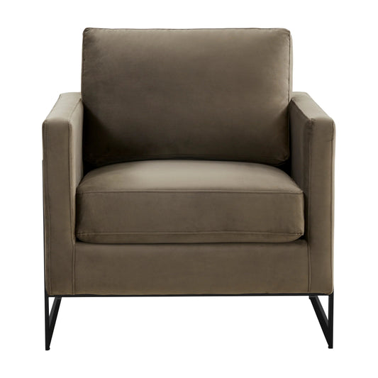 Upholstered Accent Armchair with Gold and Black Metal Frame