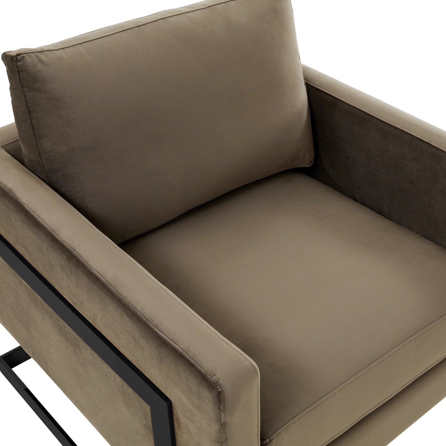 Upholstered Accent Armchair with Gold and Black Metal Frame