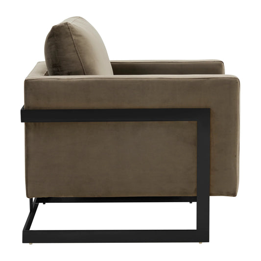 Upholstered Accent Armchair with Gold and Black Metal Frame
