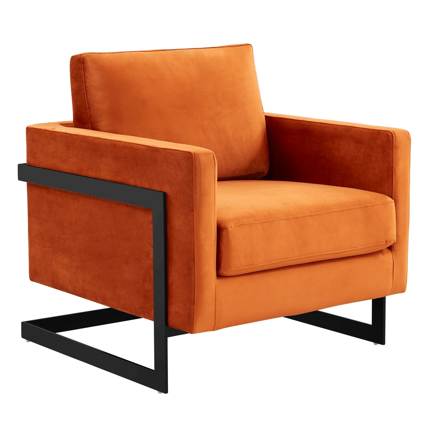 Upholstered Accent Armchair with Gold and Black Metal Frame