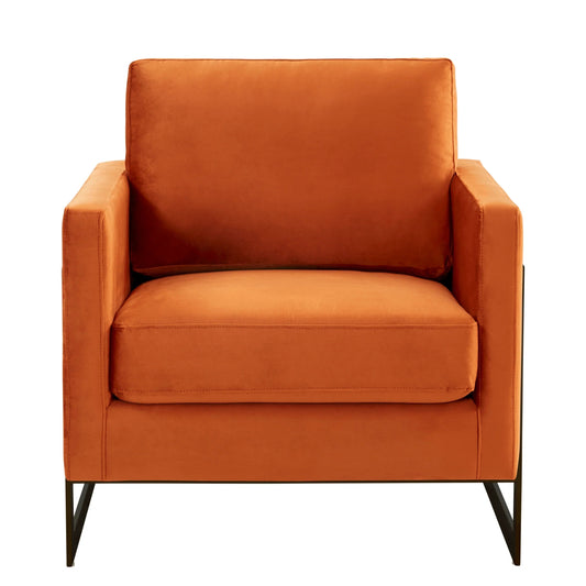 Upholstered Accent Armchair with Gold and Black Metal Frame