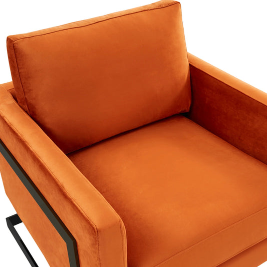 Upholstered Accent Armchair with Gold and Black Metal Frame