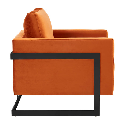 Upholstered Accent Armchair with Gold and Black Metal Frame