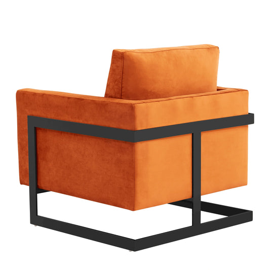 Upholstered Accent Armchair with Gold and Black Metal Frame