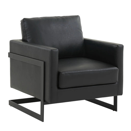 Upholstered Accent Armchair with Gold and Black Metal Frame