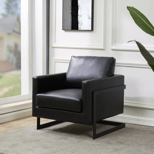 Upholstered Accent Armchair with Gold and Black Metal Frame
