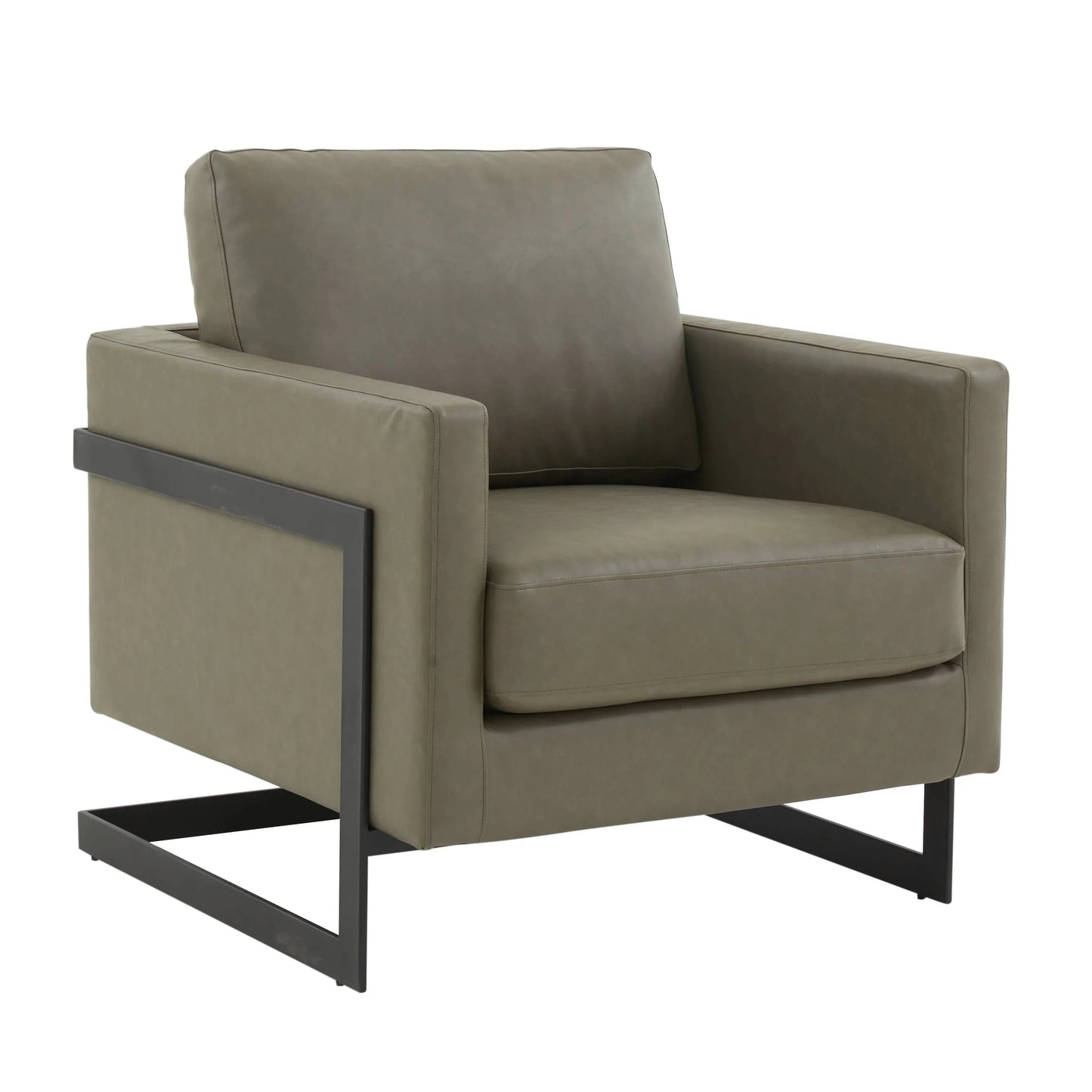 Upholstered Accent Armchair with Gold and Black Metal Frame