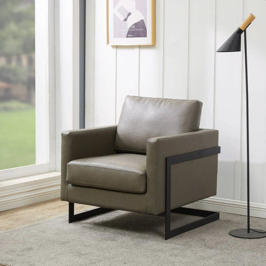 Upholstered Accent Armchair with Gold and Black Metal Frame