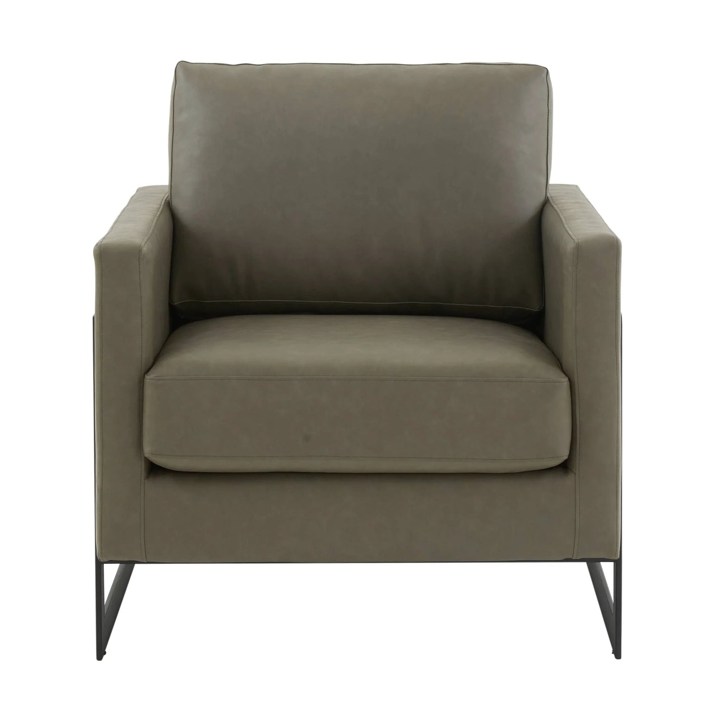 Upholstered Accent Armchair with Gold and Black Metal Frame