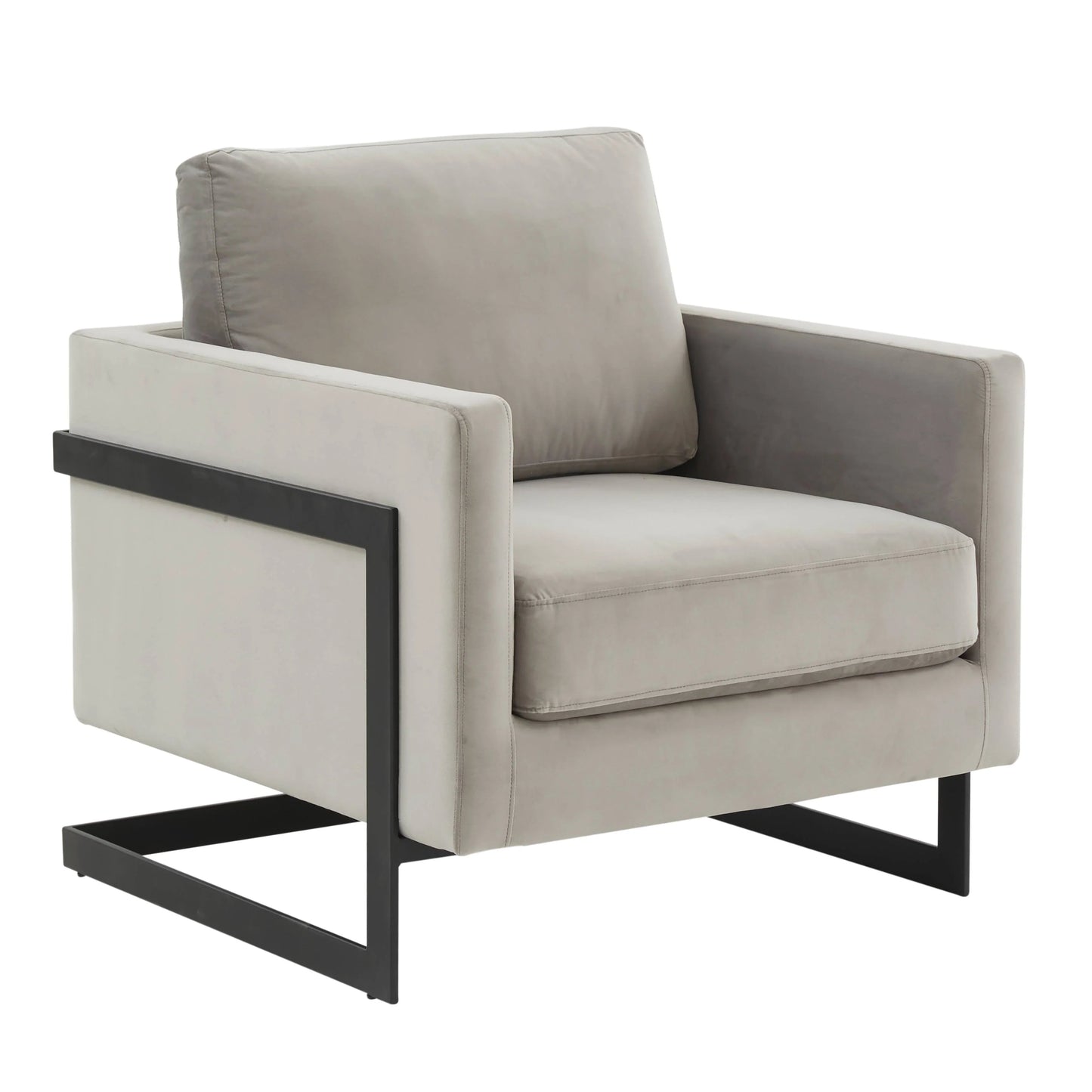 Upholstered Accent Armchair with Gold and Black Metal Frame