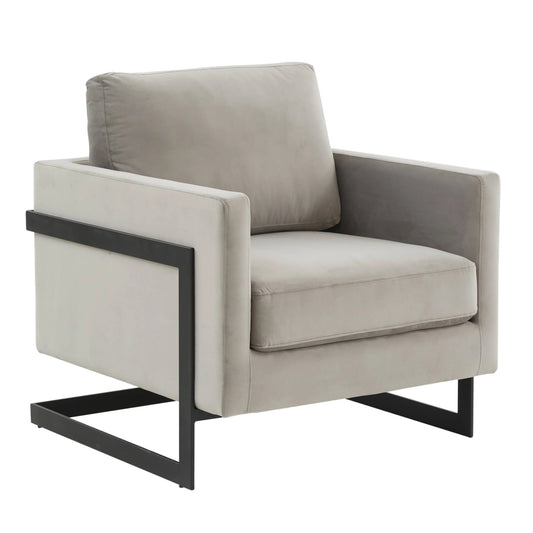 Upholstered Accent Armchair with Gold and Black Metal Frame