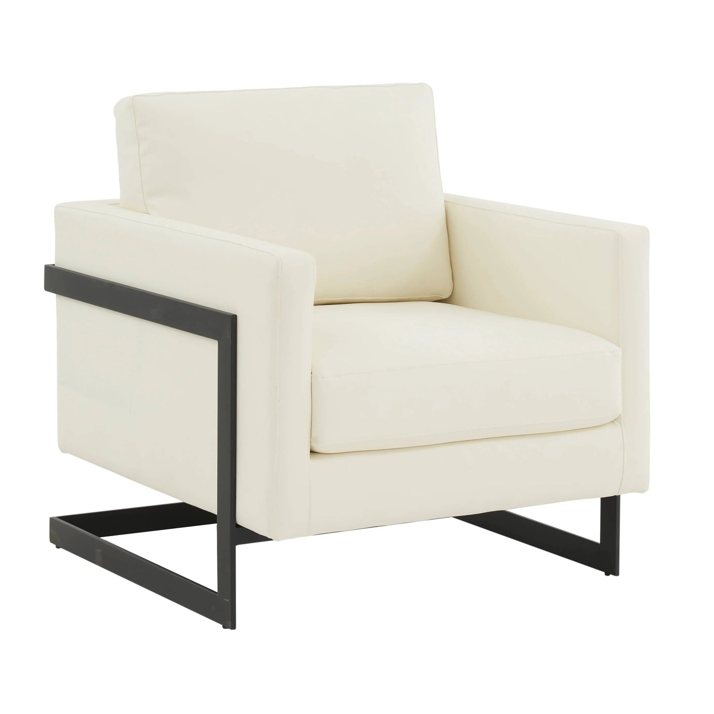 Upholstered Accent Armchair with Gold and Black Metal Frame