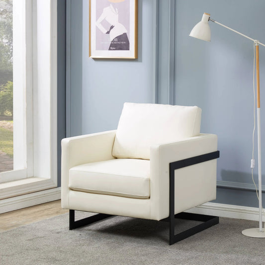 Upholstered Accent Armchair with Gold and Black Metal Frame