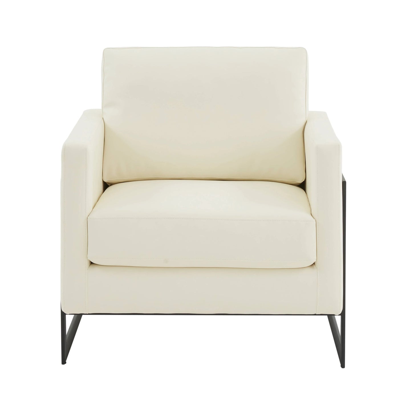 Upholstered Accent Armchair with Gold and Black Metal Frame