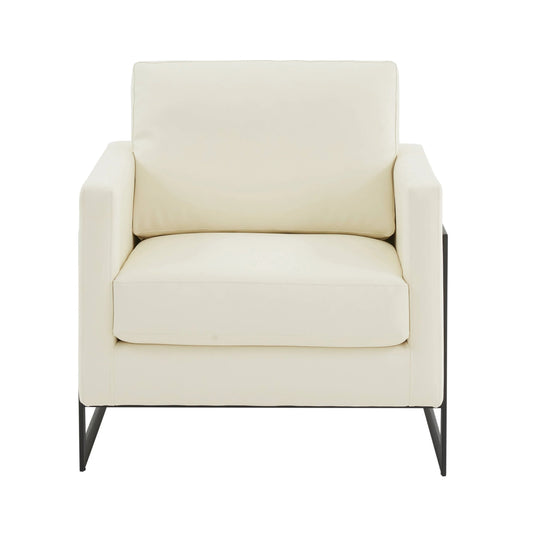 Upholstered Accent Armchair with Gold and Black Metal Frame