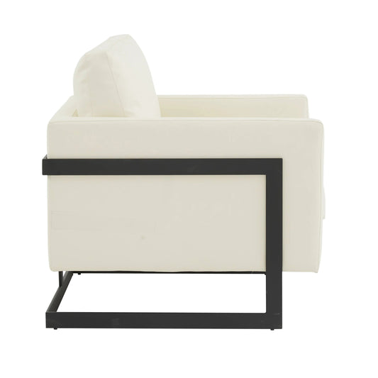 Upholstered Accent Armchair with Gold and Black Metal Frame
