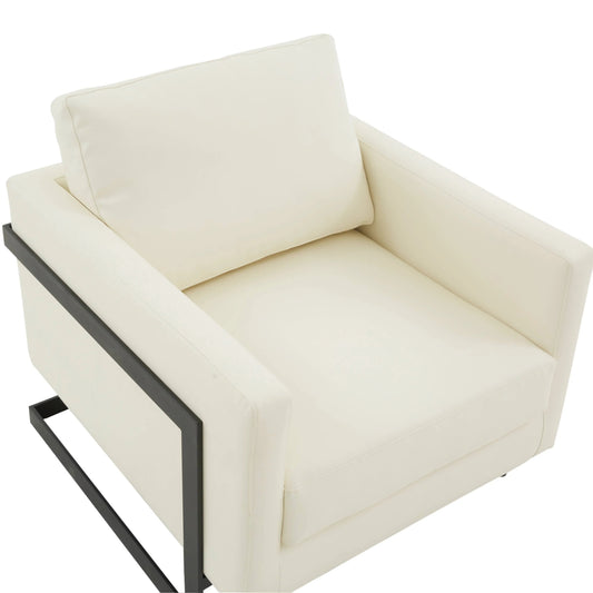 Upholstered Accent Armchair with Gold and Black Metal Frame