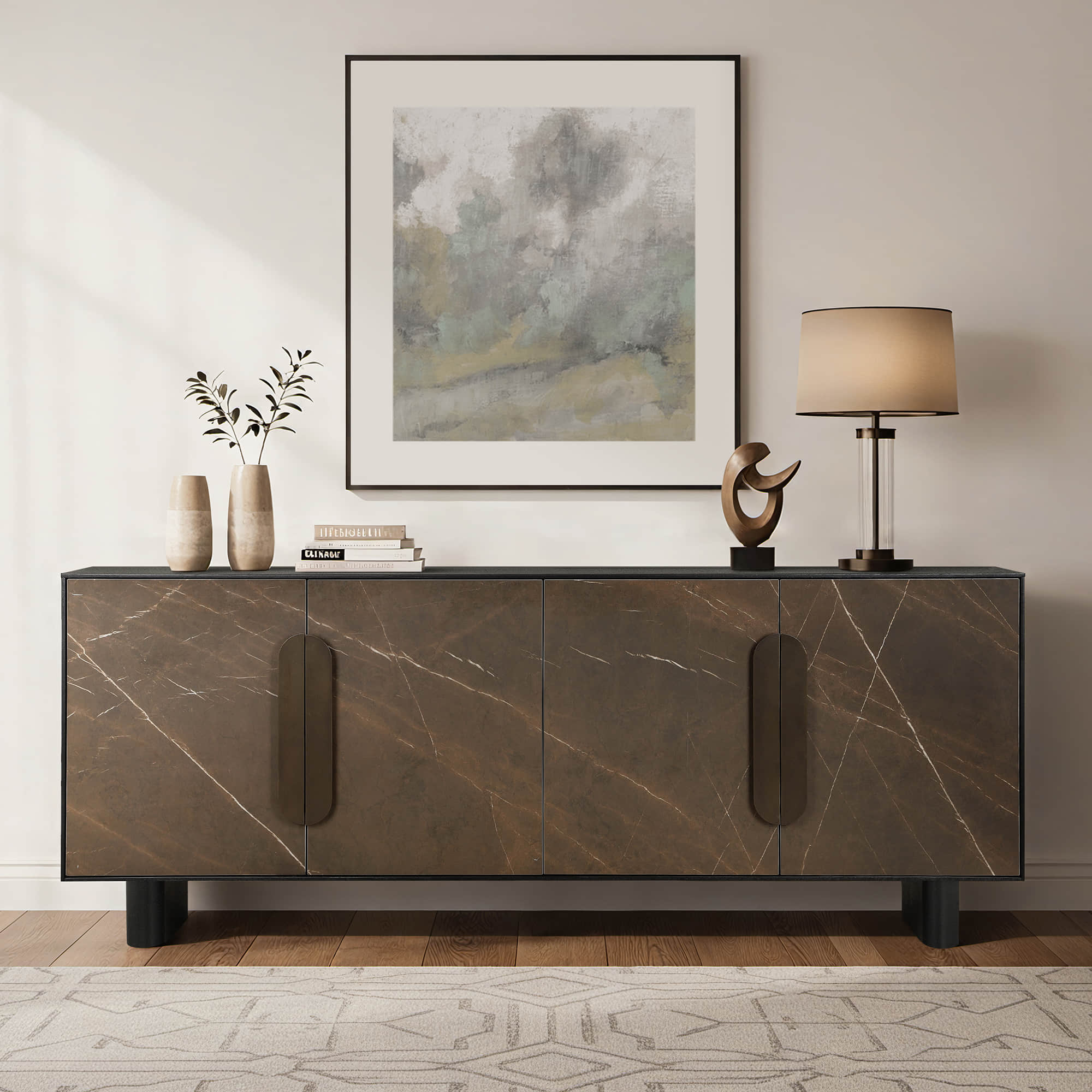 Large-Capacity Sideboard with Metal Accents in 79" Width