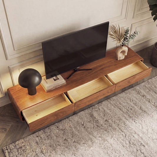 Large-Capacity TV Media Console in Walnut Finish
